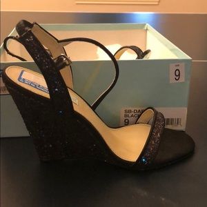 Betsy Johnson Glitter Wedge Heels